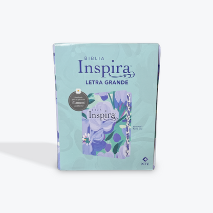 NTV Biblia Inspira, Letra Grande con Filament, SentiPiel Morado Flores