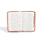 NTV Biblia ultrafina, letra grande de zíper con Filament, LeatherLike, Indexed, Brown Palm, Red Letter