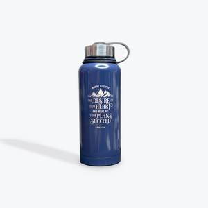 Stainless Steel Water Bottle The Desire of Your Heart Navy Blue - Psalm 20:4 (32 oz)