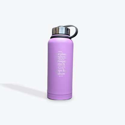 Stainless Steel Water Bottle I Know the Plans Purple - Jeremiah 29:11 (32 oz)