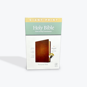 NLT Personal Size Giant Print Bible, Filament-Enabled Edition Genuine Leather, Indexed, Brown, Red Letter