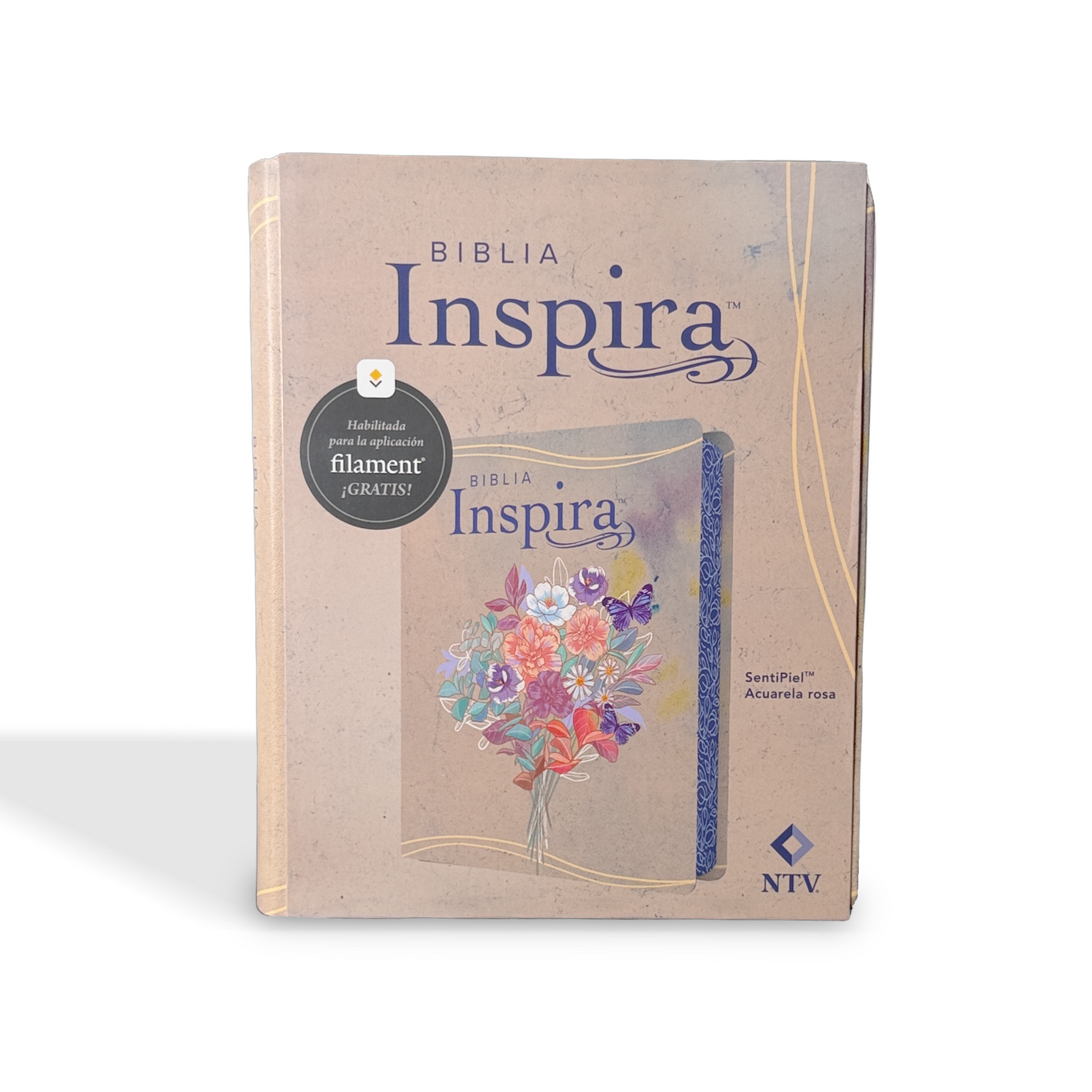NTV Biblia Inspira con Filament, LeatherLike, Pink Watercolor