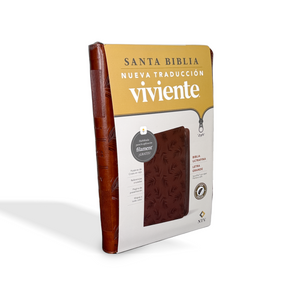 NTV Biblia ultrafina, letra grande de zíper con Filament, LeatherLike, Indexed, Brown Palm, Red Letter