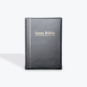 RVR1960 Santa Biblia Letra Super Gigante, 19 Puntos, Piel Genuina, Negra, Cierre e Índice, Palabras de Jesus en Rojo, 19 Puntos