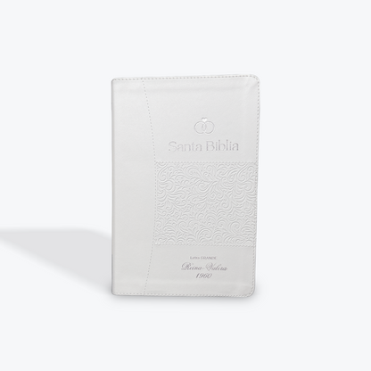 RVR1960 Biblia de Bodas Letra Grande 12 Puntos Canto de Plata con Indice Incluye Caja de Recuerdo
