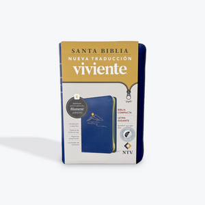 NTV Biblia compacta, letra gigante de zíper con Filament LeatherLike, Indexed, Blue, Red Letter