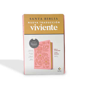 NTV Biblia ultrafina, letra grande con Filament, LeatherLike, Pink Flowers, Red Letter