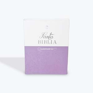 RVR60 Biblia Quinceañera Lila/Blanco Tamaño Portátil Letra Grande 10 Pts