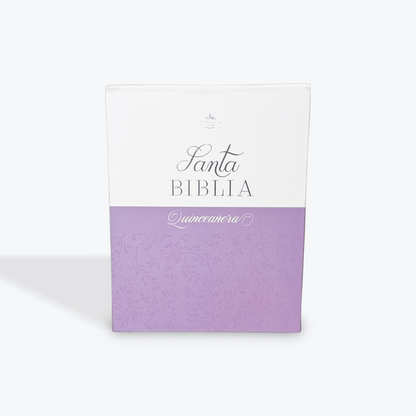 RVR60 Biblia Quinceañera Lila/Blanco Tamaño Portátil Letra Grande 10 Pts
