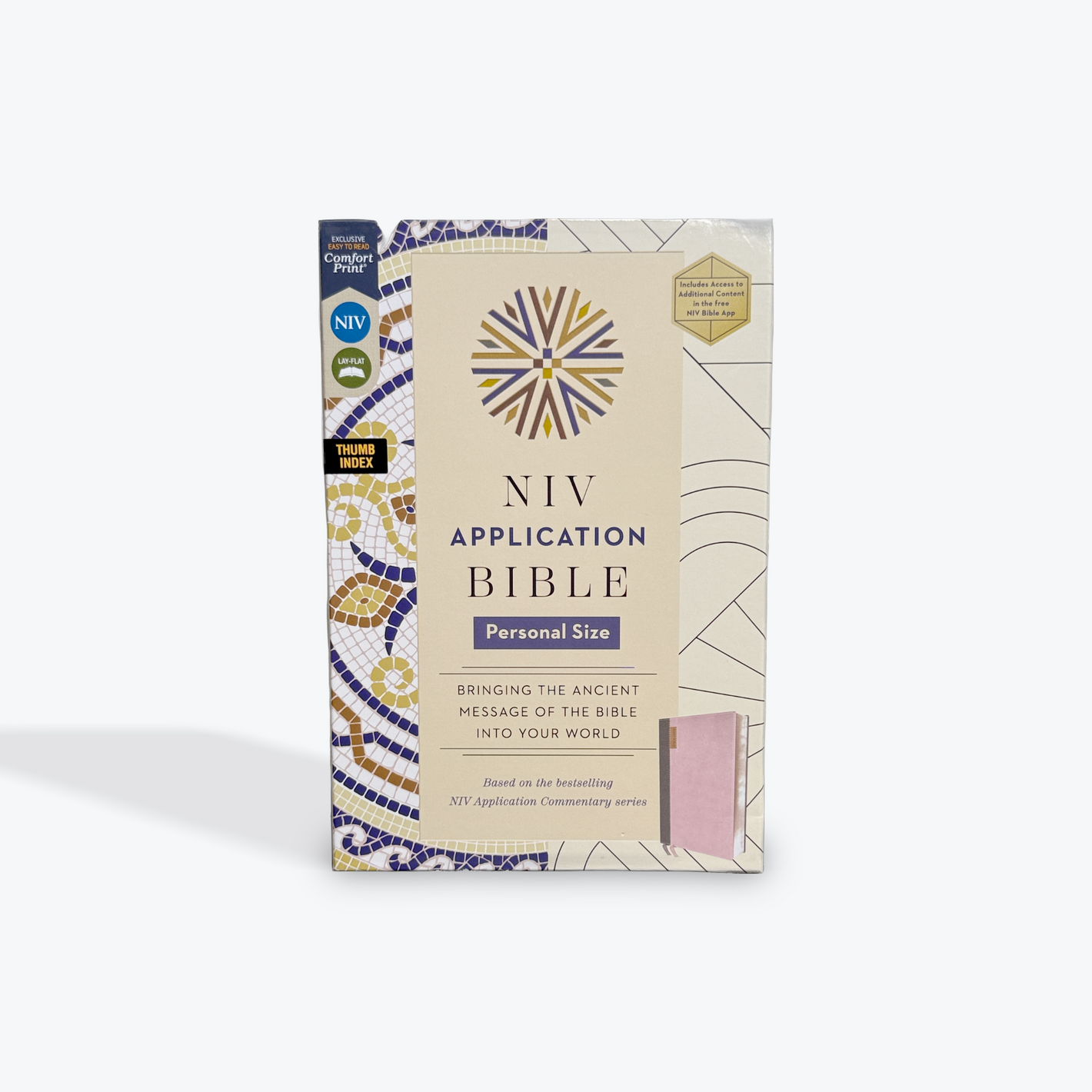 NIV Application Bible, Personal Size, Red Letter, Comfort Print: Bringing the Ancient Message of the Bible into Your World, Pink/Gray Leathersoft, Indexed