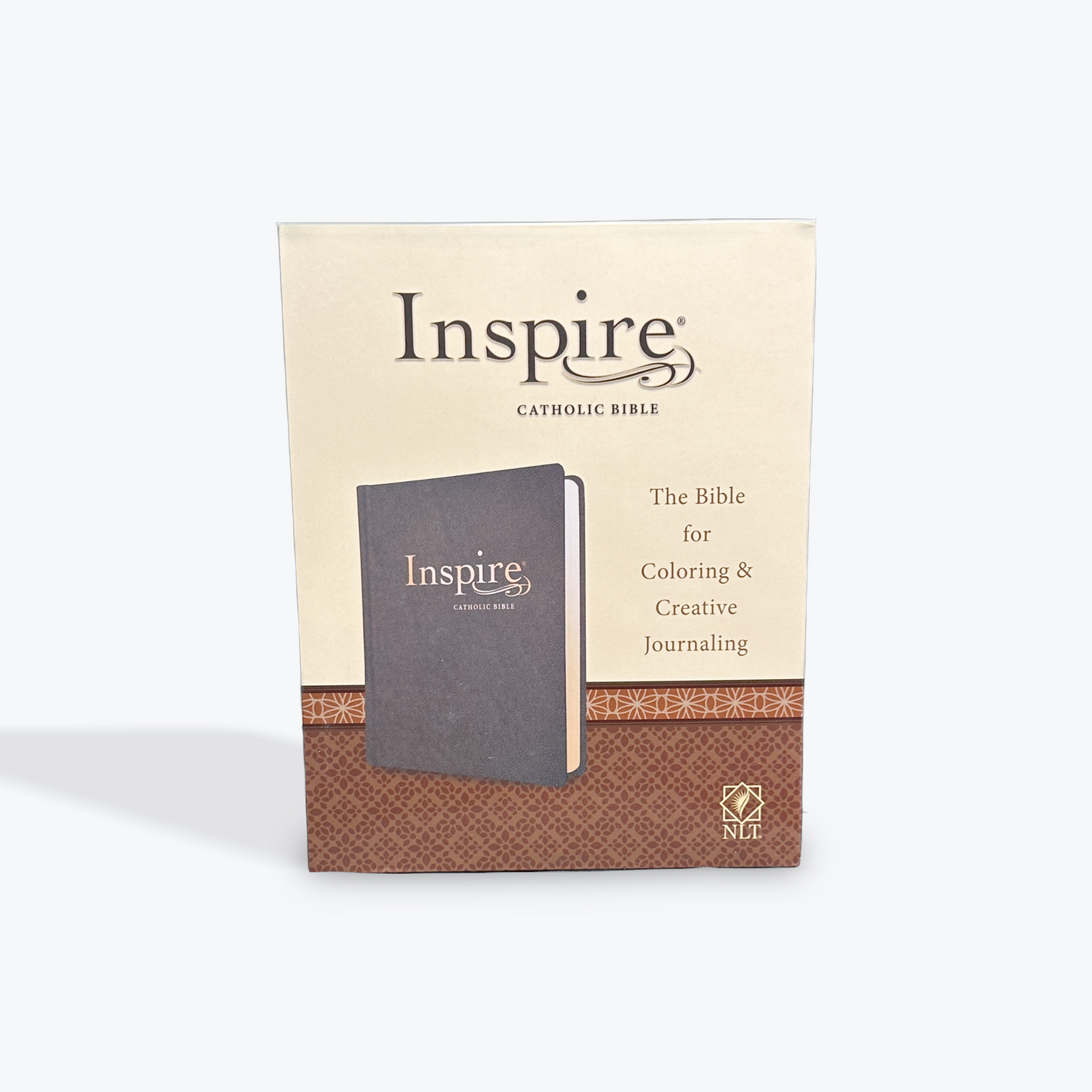 NLT Inspire Catholic Bible (LeatherLike, Dark Brown): The Bible for Coloring & Creative Journaling