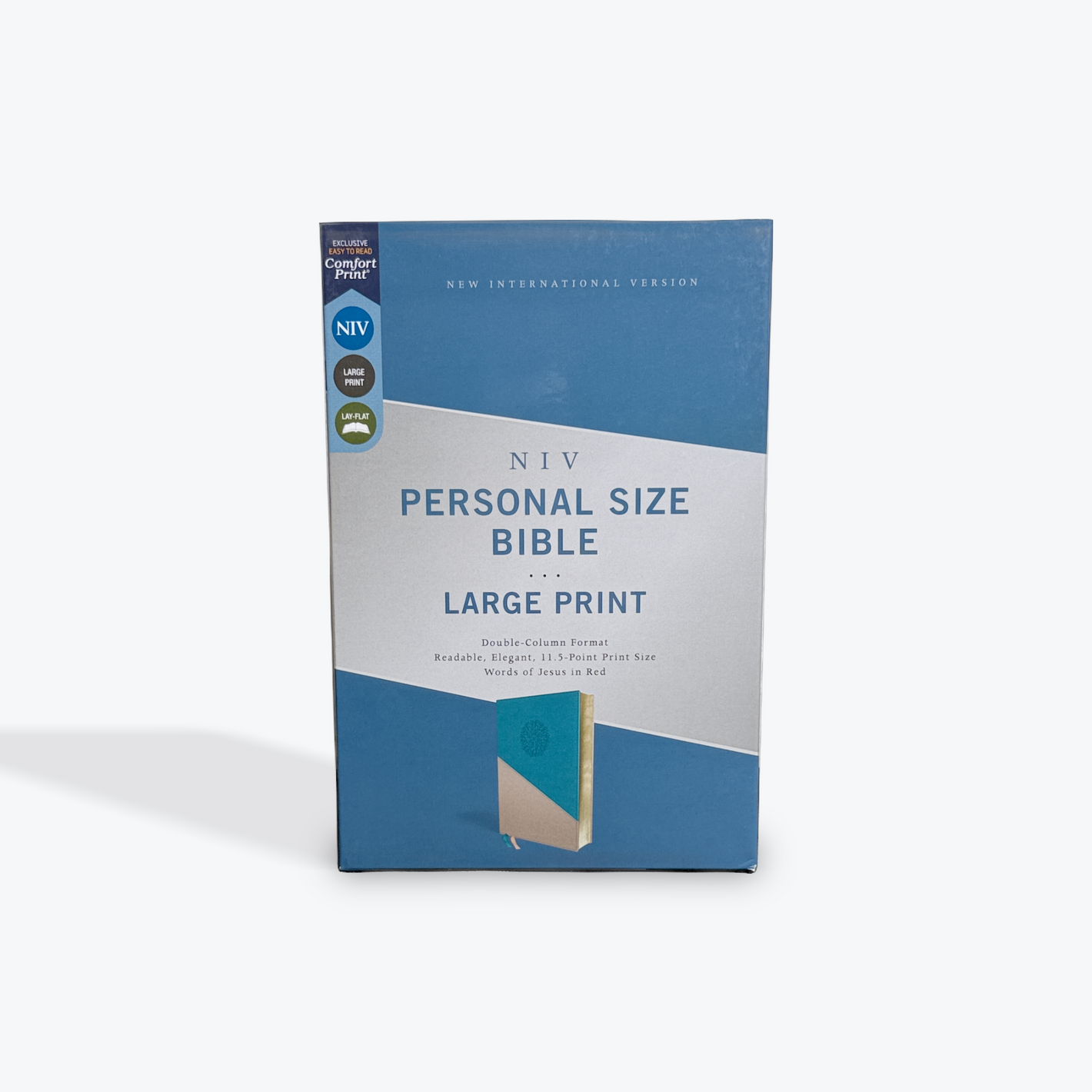 NIV Personal Size Bible, Large Print, Red Letter Edition, Comfort Print, Teal/Gold Leathersoft