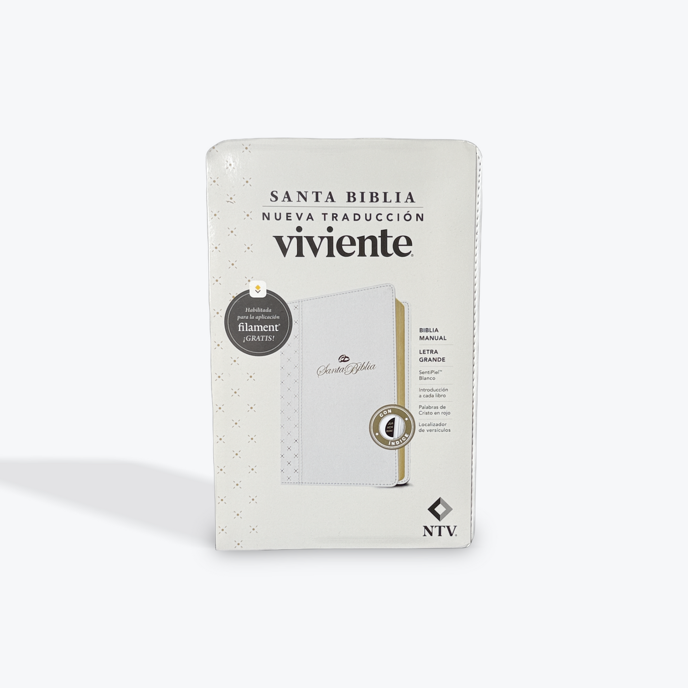 NTV Biblia Manual, Letra Grande con Filament SentiPiel Blanca con Indice