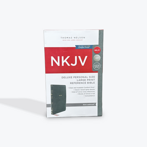 NKJV Deluxe Personal Size Large Print End-of-Verse Reference Bible Black Leathersoft with Index