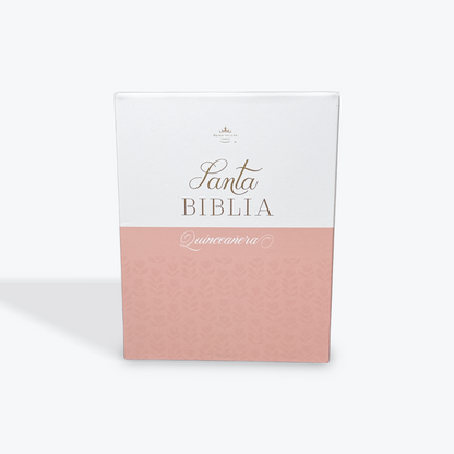 RVR60 Biblia Quinceañera Rosa/Blanco Tamaño Portátil Letra Grande 10 Pts con Cierre y Indice y Caja de Recuerdo