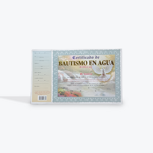 Certificado de Bautismo en Agua, Paquete de 15 Certificados, Verde Oscuro Paloma
