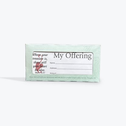 Offering Envelope: My Offering - Bill-Sized (Package of 100): Matthew 6:21 (KJV)