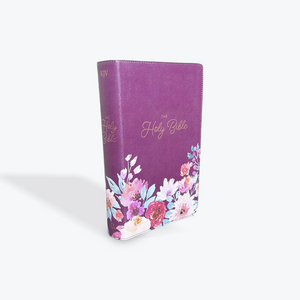 KJV Purple Floral Faux Leather Giant Print Standard-size with Index