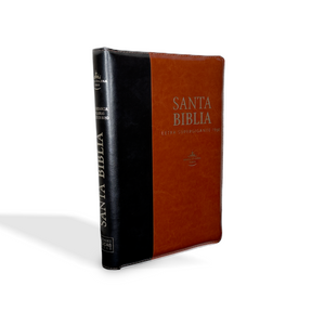 RVR1960 Santa Biblia Letra Super Gigante, Imitación Piel Negro/Café, Palabras de Jesus en Rojo, 19 Puntos