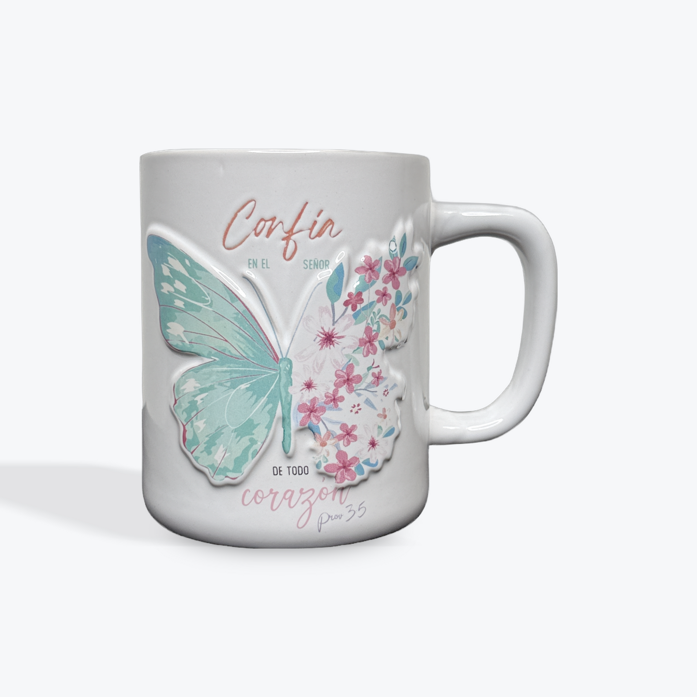 Taza de Ceramica Coleccion Prominencia Modelo: Confia, Mariposa 23oz