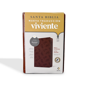 NTV Biblia ultrafina, letra grande de zíper con Filament, LeatherLike, Indexed, Brown Palm, Red Letter