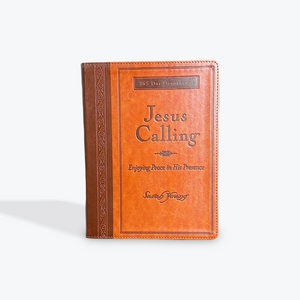 Jesus Calling Large Print Brown Leathersoft, with full Scriptures: Enjoying Peace in His Presence (a 365-day Devotional)
