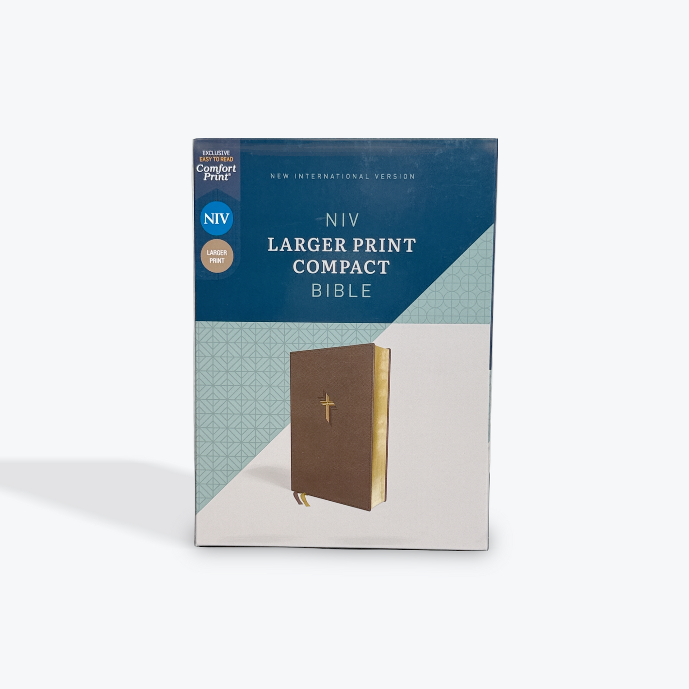 NIV Larger Print Compact Bible, Red Letter Edition, Comfort Print, Brown Leathersoft